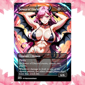 Seminatore di Discordia Demone Anime Waifu Carta proxy personalizzata Carta singola per Comandante EDH Regalo per lui/lei