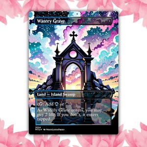 Cartão de Proxy Personalizado de Anime Waifu com Estilo de Brilho de Túmulo Aquoso, Cartão Único para Comandante EDH, Presente para Ele/Ela