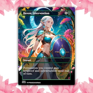 Cartão de Proxy Personalizado de Anime Waifu de Intervenção Heroica, Cartão Único para Comandante EDH, Presente para Ele/Ela
