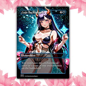 Copia la carta proxy personalizzata Anime Waifu Enchantment, carta singola per il comandante EDH, regalo per lui/lei