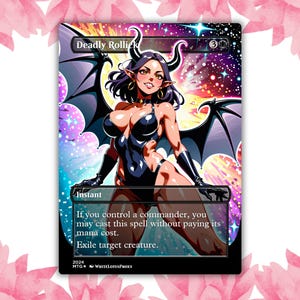 Cartão de Proxy Personalizado de Anime Waifu do Demônio Deadly Rollick, Cartão Único para Comandante EDH, Presente para Ele/Ela