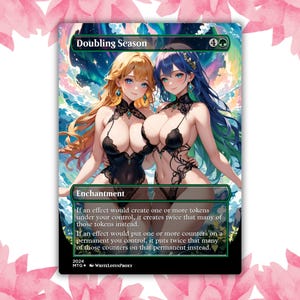 Double saison Anime Waifu carte proxy personnalisée carte unique pour commandant EDH cadeau pour lui/elle