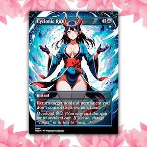Cartão de Proxy Personalizado de Anime Waifu com Estilo Brilhante de Fenda Ciclônica, Cartão Único para Comandante EDH, Presente para Ele/Ela