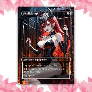 Cartão de Proxy Personalizado de Anime Waifu com Grampo de Caveira e Vampiro, Cartão Único para Comandante EDH, Presente para Ele/Ela