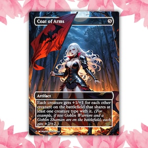 Cartão de Proxy Personalizado de Anime de Vampiro com Brasão de Armas Waifu, Cartão Único para Comandante EDH, Presente para Ele/Ela
