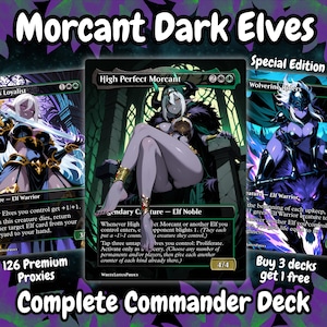 Morcant Dark Elves Anime Waifu Proxy Deck 100 Karten + Tokens | Komplettes Kommandanten Deck