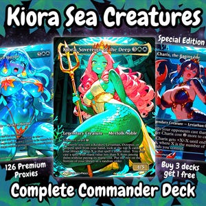 Kiora Sea Monsters Anime Waifu Proxy-kortlek 100 kort + tokens | Fullständig Commander-kortlek