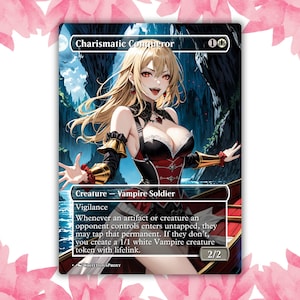 Cartão de Proxy Personalizado de Anime Waifu de Vampiro Conquistador Carismático, Cartão Único para Comandante EDH, Presente para Ele/Ela