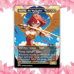 Aurelia, a Líder de Guerra V4 Angel Anime Waifu Cartão Proxy Personalizado Cartão Único para Comandante EDH Presente para Ele/Ela