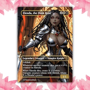 Elenda, the Dusk Rose Vampire Anime Waifu Custom Proxy Card Enkele kaart voor EDH Commander Cadeau voor hem/haar