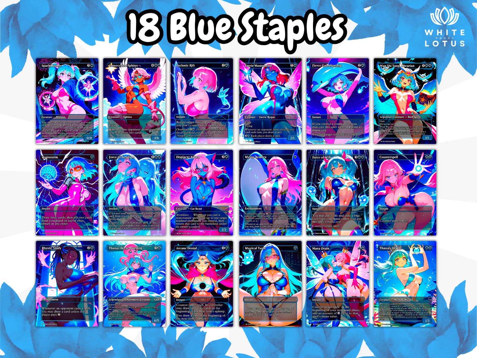 Blue Staples 18 Cards Proxy Pack | Anime Waifu Style | Commander
