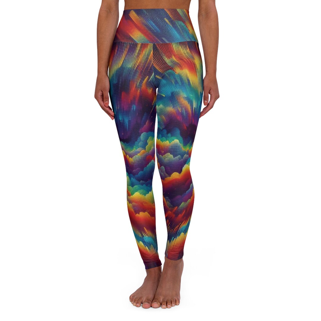 Women's Rainbow Stars Buttery Soft Yoga Leggings - Quick Drying, High Waisted Comfort