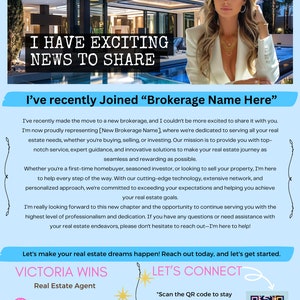New Brokerage Luxury Flyer | Changing Brokerages Announcement | Editable Canva | Real Estate Marketing