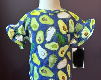 Avocado Dolman Shirt with Ruffle Sleeves