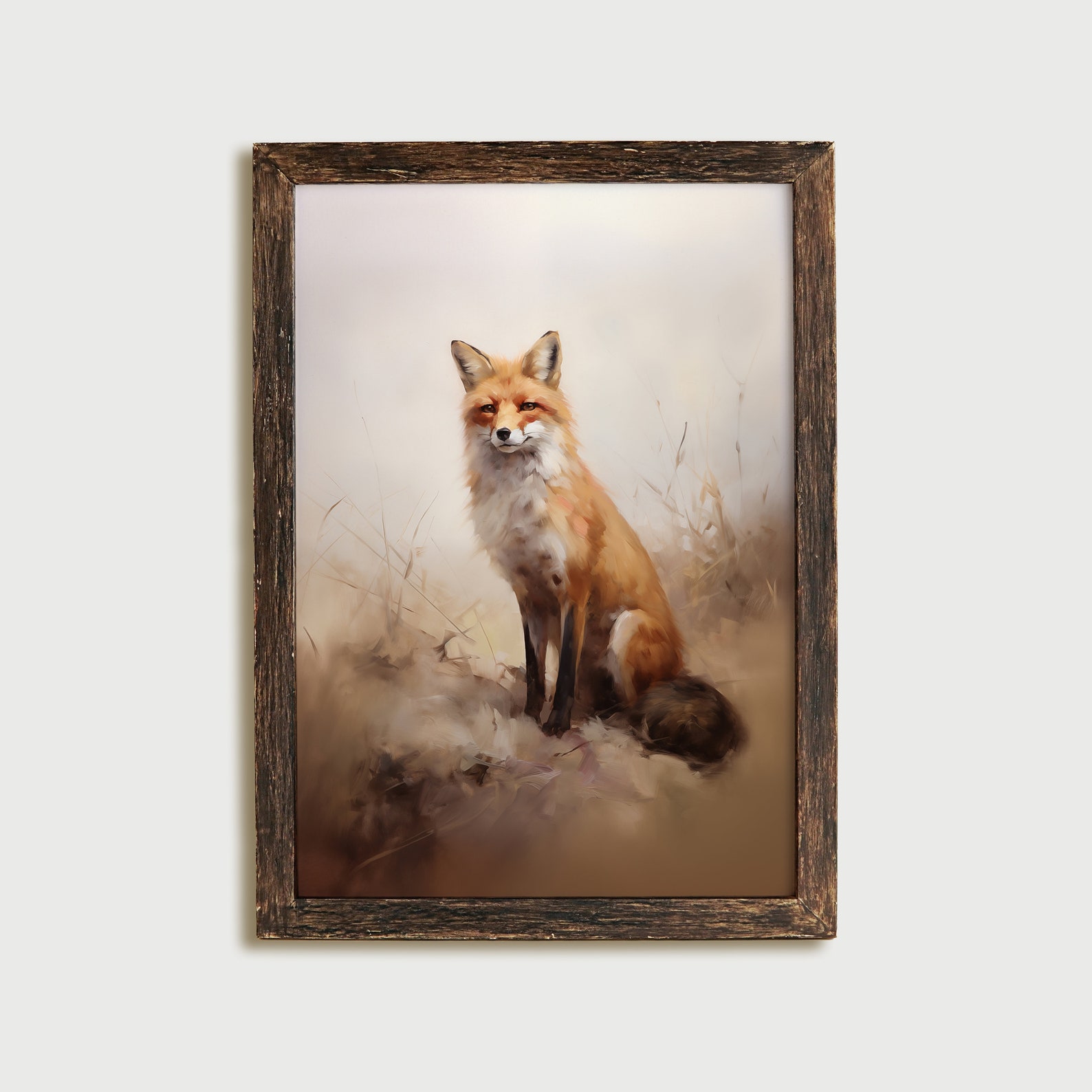 Rustic Fox Image Vintage Style Fox Painting - Rustic Fox Wall Art, Antique-inspired ...