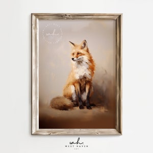 Printable Majestic Fox Oil Painting - Wildlife Wall Art, Rustic Home Décor, Forest Animal Print, Nature Inspired, Digital Download