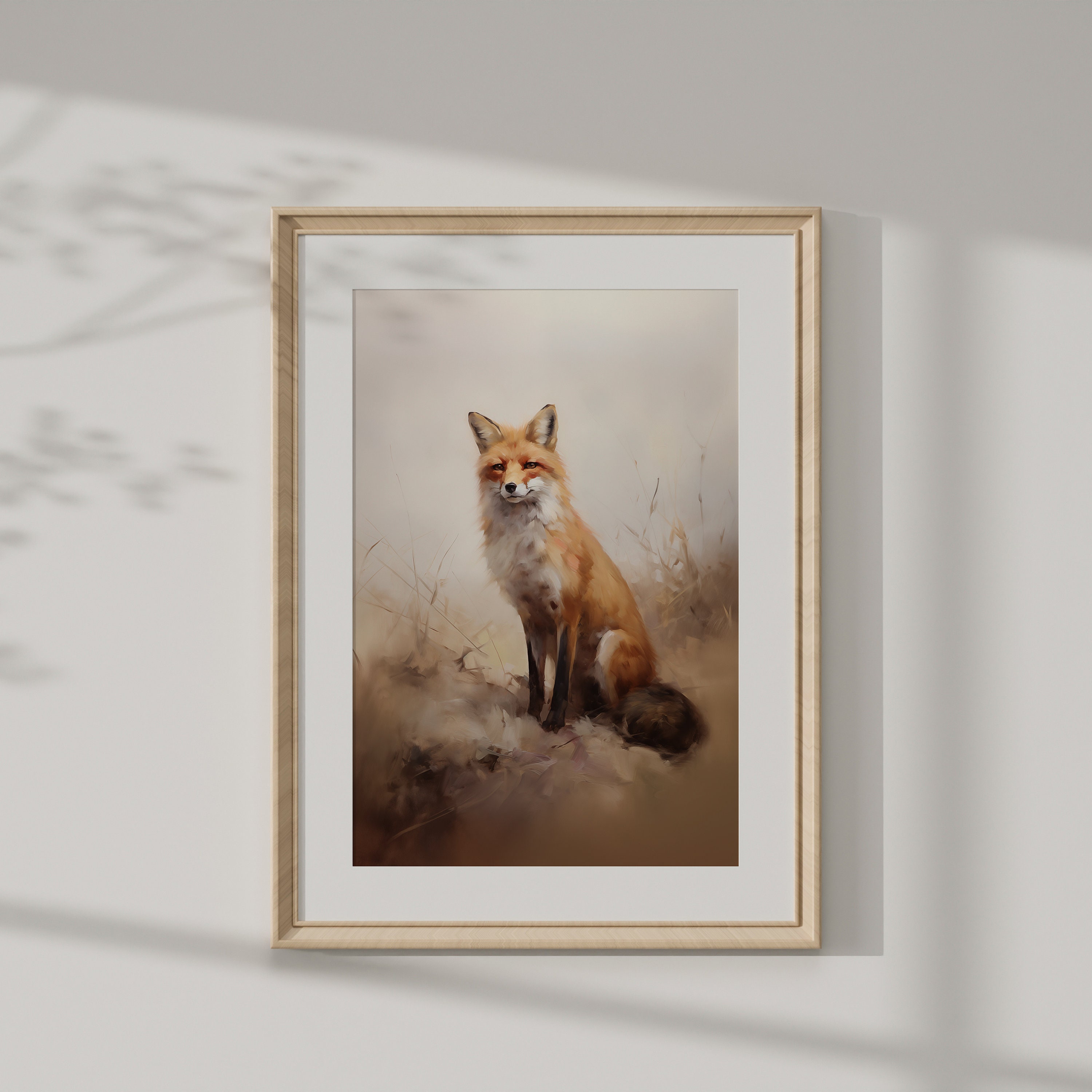 Rustic Fox Image Vintage Style Fox Painting - Rustic Fox Wall Art, Antique-inspired ...