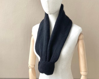 joodito 100% cashmere long black scarf upcycled sweater minimalist organic pure winter wrap recycled neckwarmer neck warmer ooak unisex gift