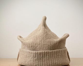 joodito origami crown 100% wool sweater hat beanie bucket cloche cap light gray Joodito Origami Crown Pure Merino Wool Sweater Beanie Hat  main image 4