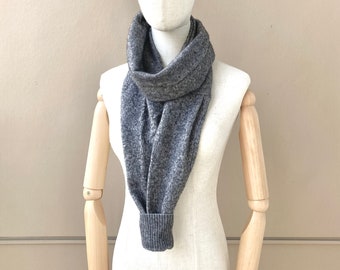 joodito 100% wool long heather gray scarf wrap cowl high collar minimalist statement neckwarmer neck warmer winter chunky upcycled sweater