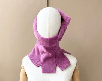 joodito 100% cashmere pink snood avant garde high collar cowl statement recycled sweater upcycled gaiter mask asymmetric asymmetrical ooak