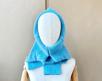 joodito 100% cashmere blue snood scarf upcycled sweater knit chunky winter cowl high collar asymmetrical pure organic asymmetric ooak unisex