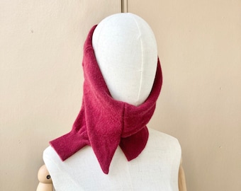 joodito 100% cashmere snood deep red upcycled sweater tube wrap cowl collar winter warm cozy mask avant garde minimalist unisex gaiter ooak