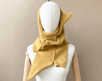 joodito 100% cashmere avant garde wrap scarf statement yellow gold upcycled sweater snood gaiter winter cowl collar high ooak cyberpunk pure