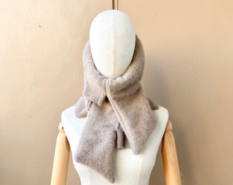 joodito 100% cashmere tube scarf chunky snood upcycled sweater pure organic beige camel tan winter oversized avant garde minimalist cowl eco
