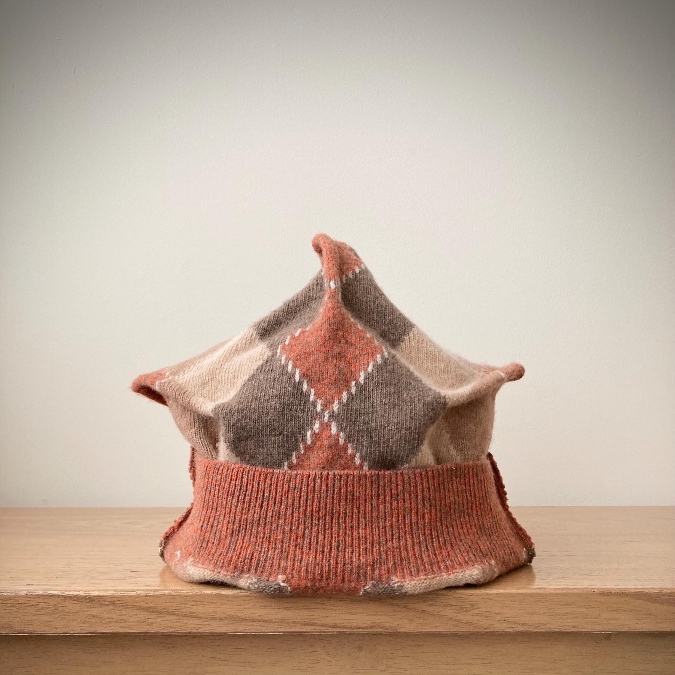 joodito origami crown wool sweater hat beanie argyle preppy large brown orange Knit Beanie Hunter Orange | DEVIL-DOG® – DEVIL-DOG Dungarees main image 3