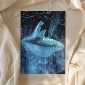 Magical Forest Fairy Print - Ethereal Art, Dreamy Poster, Magical Mushroom Home Decor | Print Only