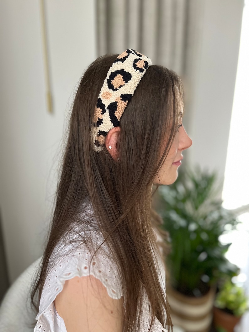 Hand Tufted Punch Needle Headbands,yin Yang Heart Barrette,embroidered