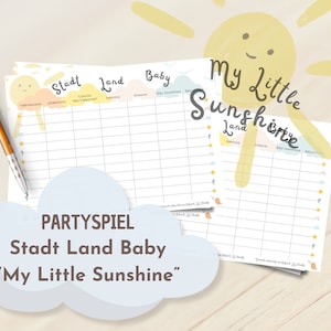 Baby Shower Gioco Città Country Baby "My Little Sunshine Design" | Stand Land River, Gioco di società per bambini, Gioco di baby shower | Biglietti per il baby shower