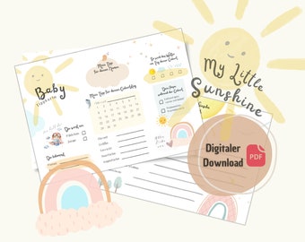 Baby shower questionnaire My Little Sunshine Design DOWNLOAD PDF | Fill-in card, tip card baby, baby shower game | Cards for the baby shower