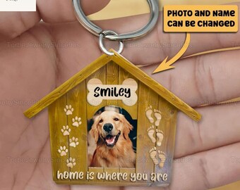 Llavero de la casa del perro, llavero acrílico personalizado de la foto del animal doméstico, llavero de la cara del gato de la cara del perro, llavero único de la casa del perro, llavero personalizado del animal doméstico