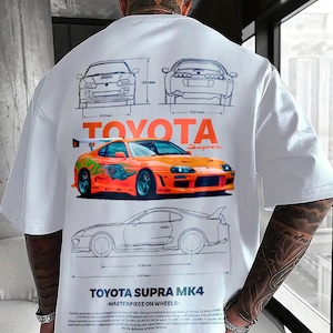 Oversized Toyota Supra MK4 JDM T-Shirt – 90s Drift Racing Graphic Tee Streetwear Gift