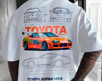 Oversized Toyota Supra MK4 JDM T-Shirt – 90s Drift Racing Graphic Tee Streetwear Gift