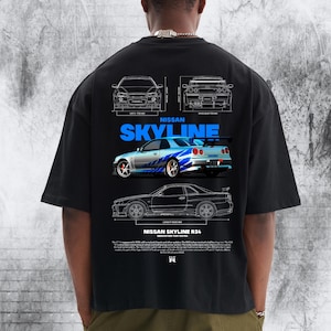Nissan Skyline R34 JDM Oversized Shirt or Hoodie – Drift Tuner Car Streetwear Gift