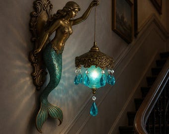Enchanted Mermaid Wall Lamp – Vintage Coastal Sconce for Bedrooms, Restaurants & Hotel Ambience Decor