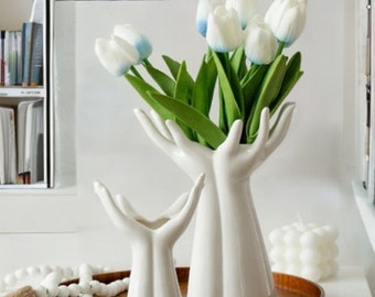 Hand Shaped Ceramic Vase: Home Decoration, Flowers, Bouquets, Scandinavian decoration, Home Gifts, Special Vase