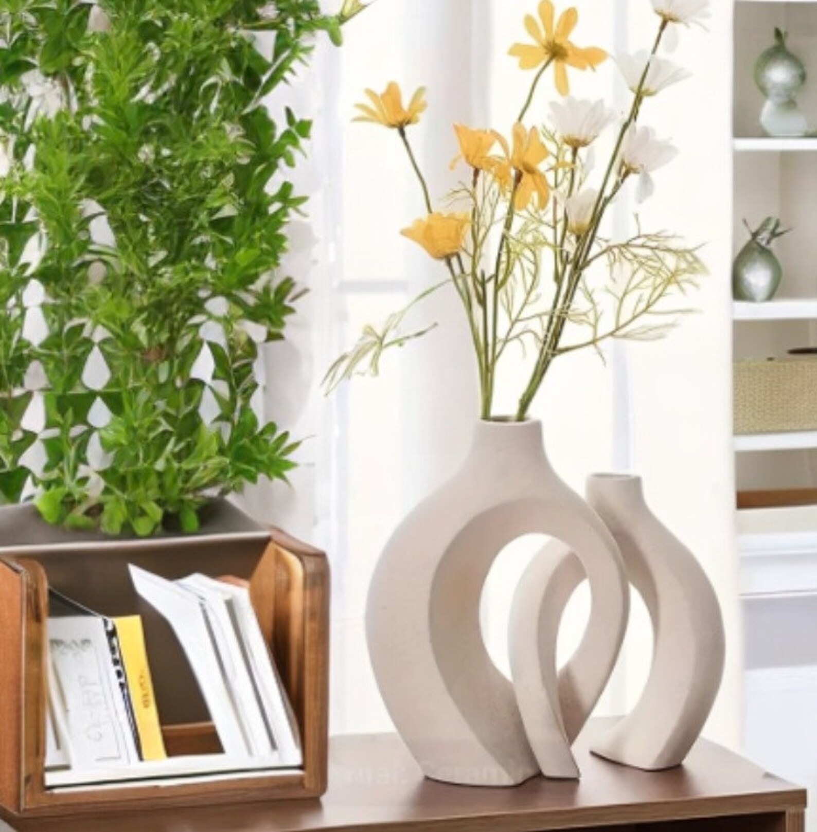 Modern Ceramic Boho Vases Set of 2 Living Room Accents, Nordic Home ...