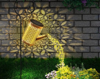 LED Solar Watering Can, Hanging Kettle Lantern Light, Decorative Outdoor Waterproof Waterfall Garden Decor, Modern Yard Porch Lawn Lamp