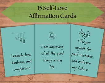 Jeu de cartes Affirmation de l'amour de soi, motivation imprimable (PDF)