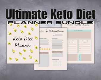 Keto Diet Planner Bundle, Weight Loss & Workout Tracker (Digital Download PDF)