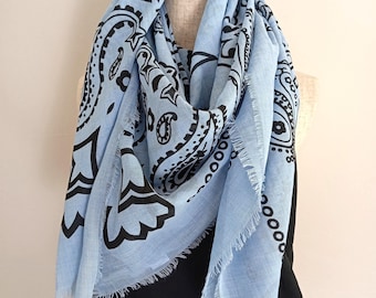 Ampia sciarpa estiva leggera – pareo da spiaggia da donna – sciarpa sottile in cotone e viscosa – scialle estivo, copricostume, accessorio da viaggio
