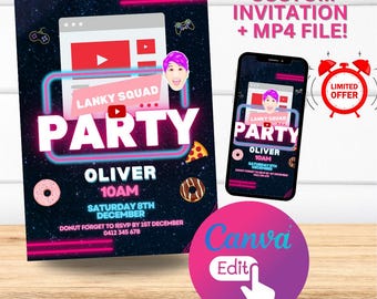 Convites de aniversário estilo caixa do YouTube - Popular!
