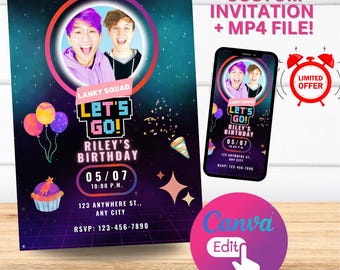 Lanky Youtube Box Type Birthday Invitations - Popular!