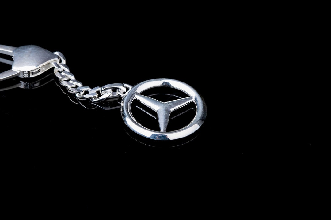 Racer Mercedes Logo Silver Keychain, Car Accessory, Passion for Speed ...