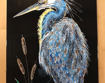 Original Graureicher Gemälde Geschenk Handgefertigte Kunst Textur Kunst Vögel Acrylgemälde Home Dekor für Wohnzimmer Abstrakt  50× 70 cm