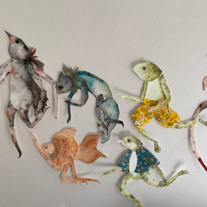 Running Fish / Original Paper Doll Articulated / Hinged Beasts Series image 6